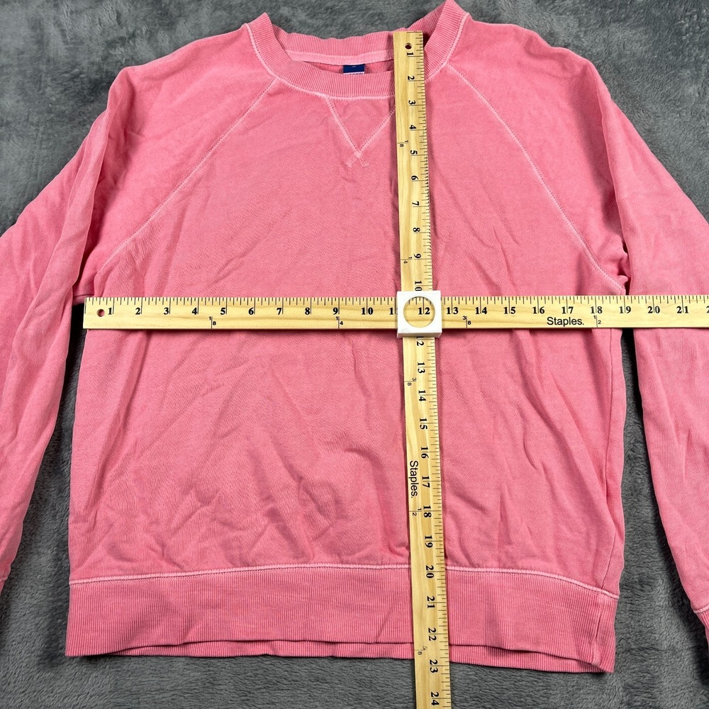 Old Navy Sweatshirt Womens Medium Pink Fleece Lined Ribbed Trim V Insert Neck - Picture 3 of 4